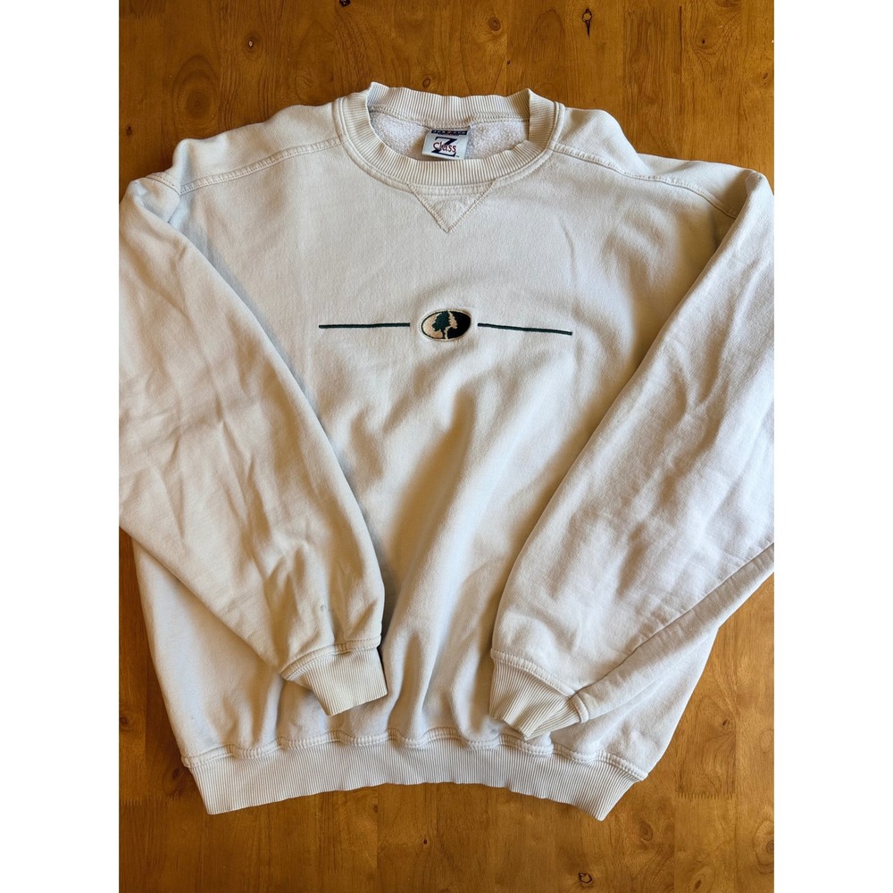 Vintage Jerzees Z Class Sweatshirt Mens XL Cream Embroidered Logo Pullover 566